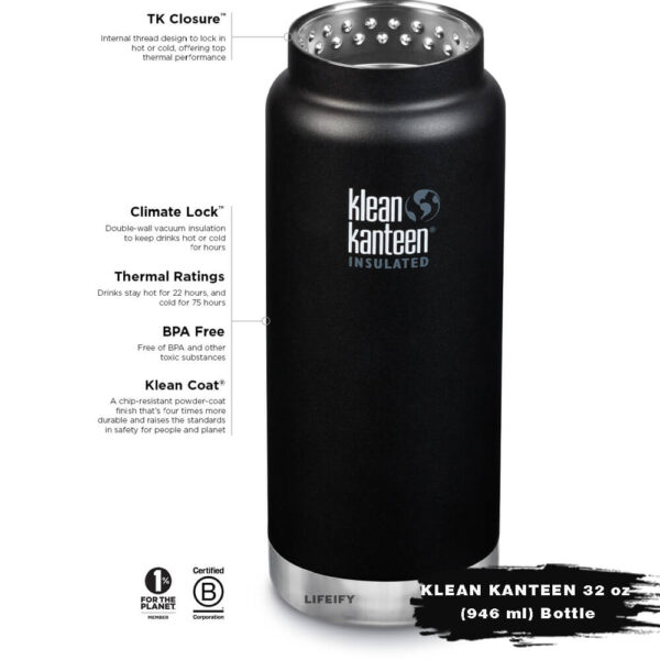 [Chính Hãng] Bình Giữ Nhiệt Klean Kanteen TKWide 32 oz with Loop Cap (946ml)